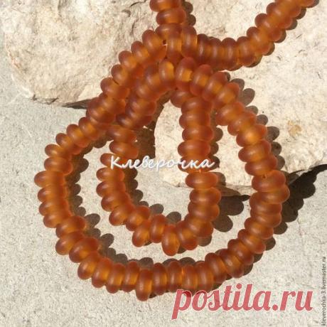 Купить Бусины 8 мм стеклянный матовый рондель янтарный см.описание и фото