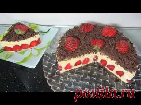 #Торт с клубникой а-ля #Фрезье с агар-агаром Быстро и просто #LudaEasyCook