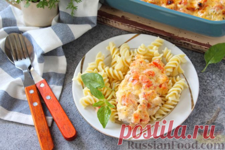 Рецепт: Запеченная рыба по-гречески, под соусом из помидоров на RussianFood.com