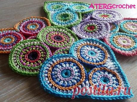 Crochet pattern colorful circle heart by ATERGcrochet