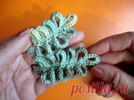 Как вязать листик крючком Урок 303 How to crochet leaf