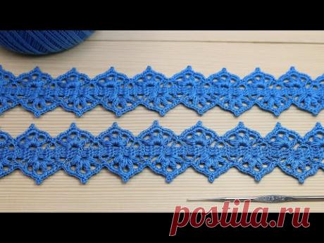 Ажурное ЛЕНТОЧНОЕ КРУЖЕВО простое в вязании крючком МАСТЕР-КЛАСС Easy to crochet lace ribbon