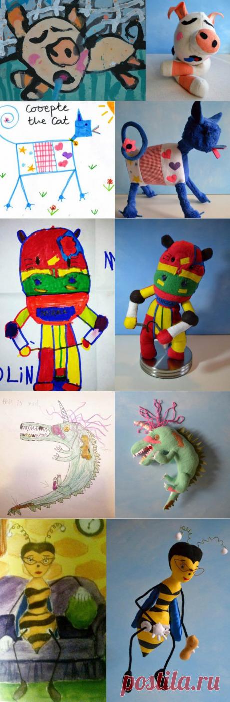 Игрушки, сшитые по рисункам детей / Малютка