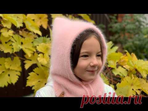 Капор спицами из пуха норки с подкладом