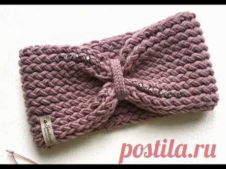 повязка - тюрбан на голову спицами