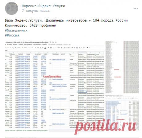 База Яндекс.Услуги: Дизайнеры интерьеров - 184 города России