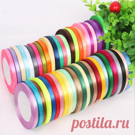 6 мм 25 ярдов Одно Лицо Шелк Атласная Лента Декоративная Подарочная Упаковка Свадьба Ремесла Рождество Белый Розовый Красный Черный Ленты купить на AliExpress