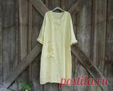 linen dress in butter yellow ready to ship от linenclothing