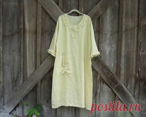 linen dress in butter yellow ready to ship от linenclothing