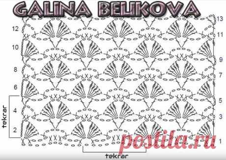 Узор &quot;Веерочки&quot; из разновысоких столбиков