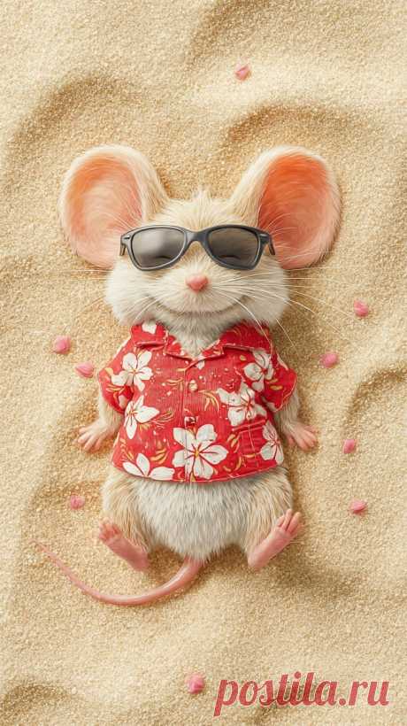 Мышь на пляже: летнее настроение и тропический стиль. Картинка из нейронной сети Midjourney - Midjourney примеры промтов - Форум ИИ о нейросетях - Yes Ai