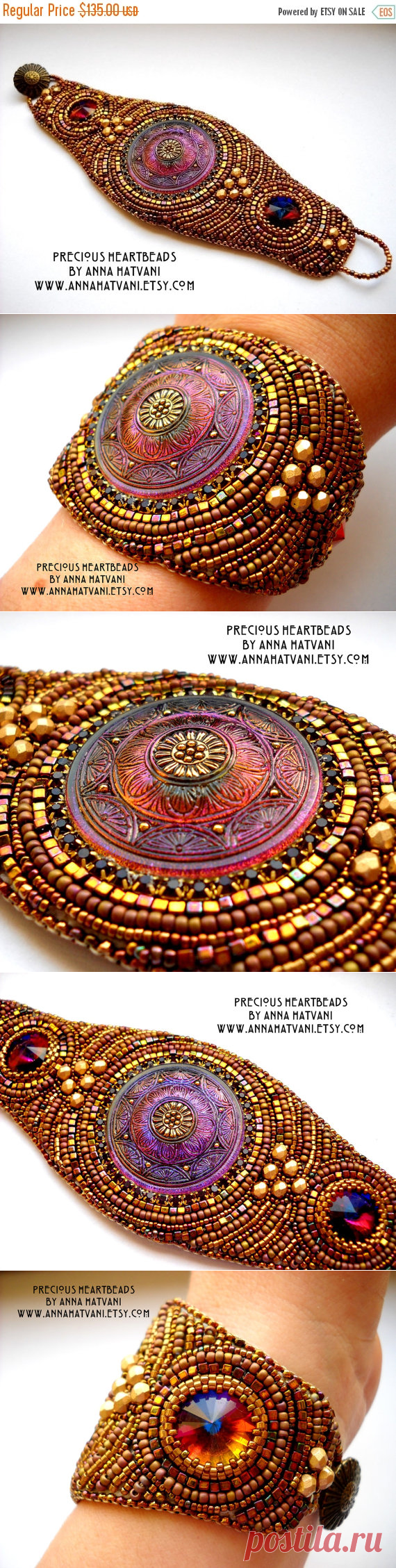 WINTER SALE 15% OFF Bead Embroidery Bracelet от PreciousHeartBeads