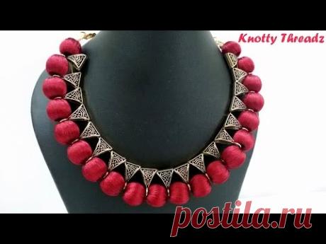 How to make an Elegant Silk Thread Bail Necklace - Simple Method !!