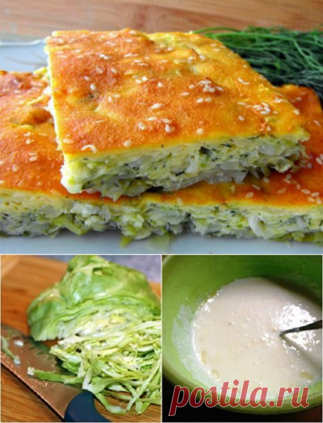 Быстрый пирог с капустой на кефире: порубил, залил — готово!