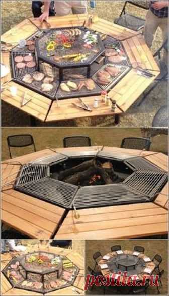 Table and fire pit combo