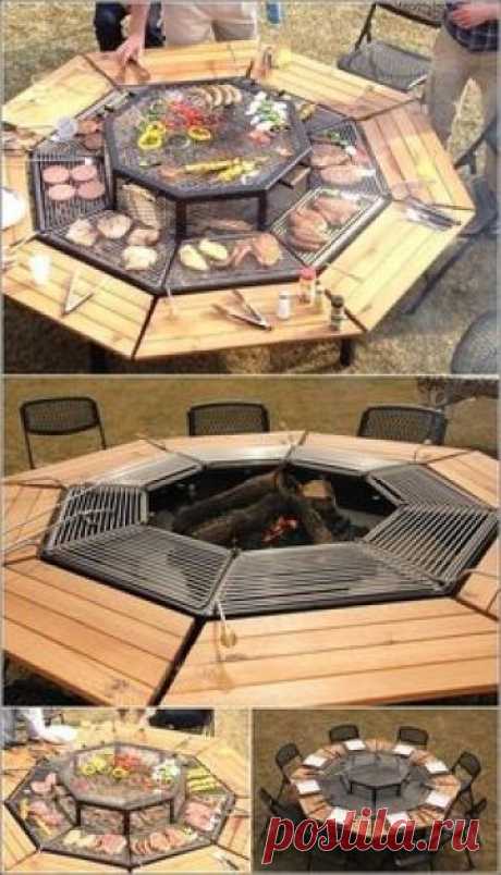 Table and fire pit combo