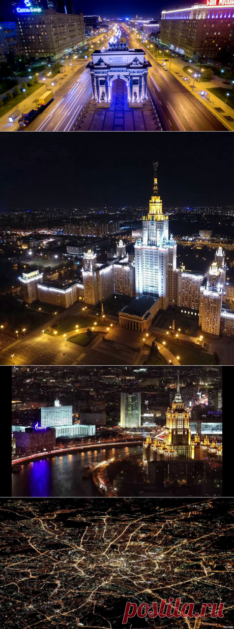Ночные города с высоты птичьего полета