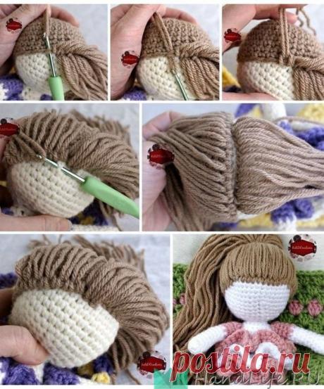 Как сделать волосы, для куклы, связанной крючком / Мое творчество - вязание