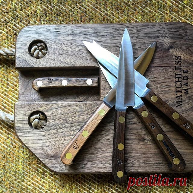 Fresh set of sharp ones from @maestrimike and Carisolo. $40 for a custom USA-made knife, $100 for the knife/cutting board set- can't beat that.  www.matchlessmade.etsy.com #everywherechef #canoetripcuttingboard #BePrepared. #matchlessmade #cuttingboard #breadboard #plancheàdécouper #cheeseboard #cheese #centerpiece #woodgrain #chef #cook #cooking #kitchen #woodworking #interiordesign #handmade #madeinusa #handcrafted #etsy #design #hardwood #bois #madiera  #knives #knife #edc #vanlife #campvibes