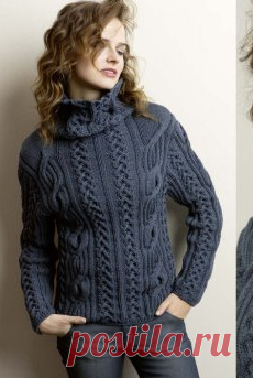 Женский свитер с косами » Ниткой - вязаные вещи для вашего дома, вязание крючком, вязание спицами, схемы вязания
