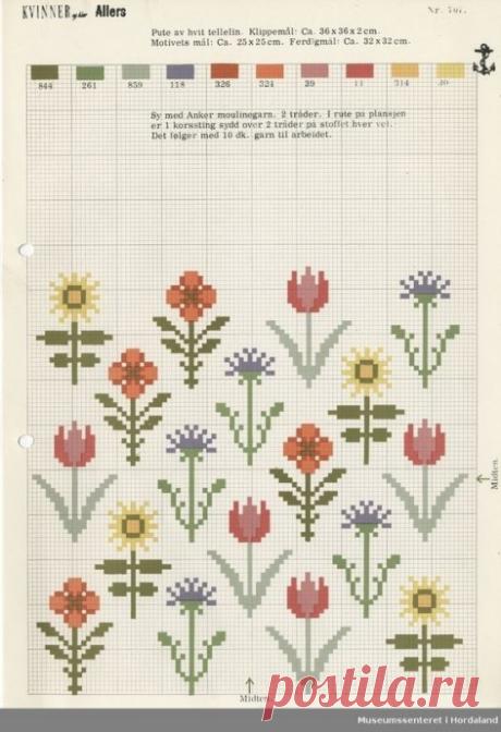 Вышиваем орнаменты с мелкими цветами