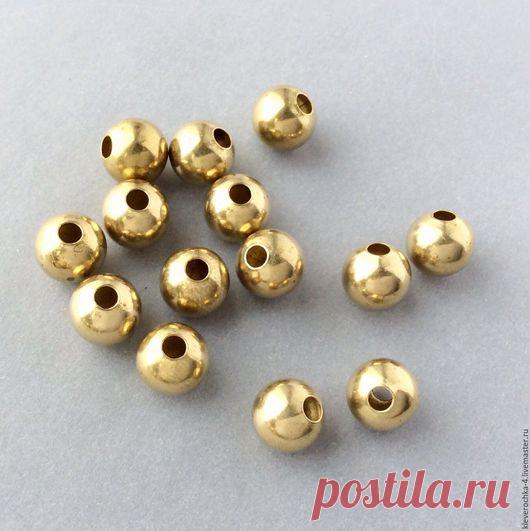 Купить Латунные 8 мм бусины шар полый для украшений - фурнитура для украшений, фурнитура для бижутерии