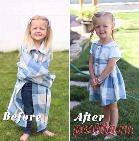 Мама превращает старые рубашки мужа в великолепные дизайнерские наряды для дочери