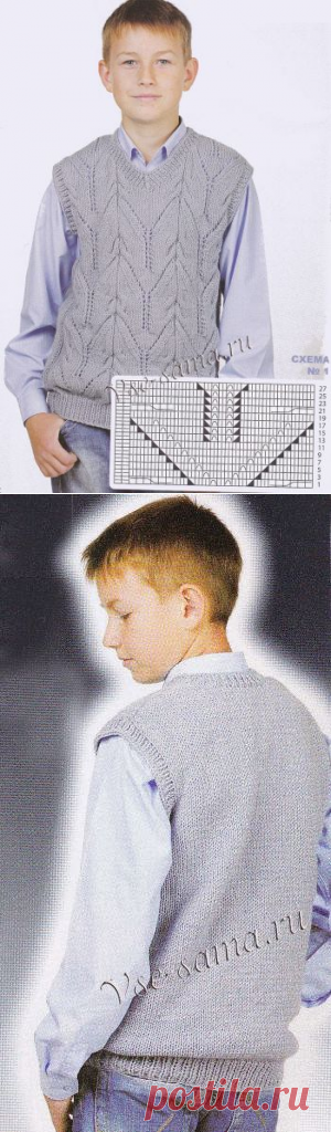 Жилет для подростка спицами