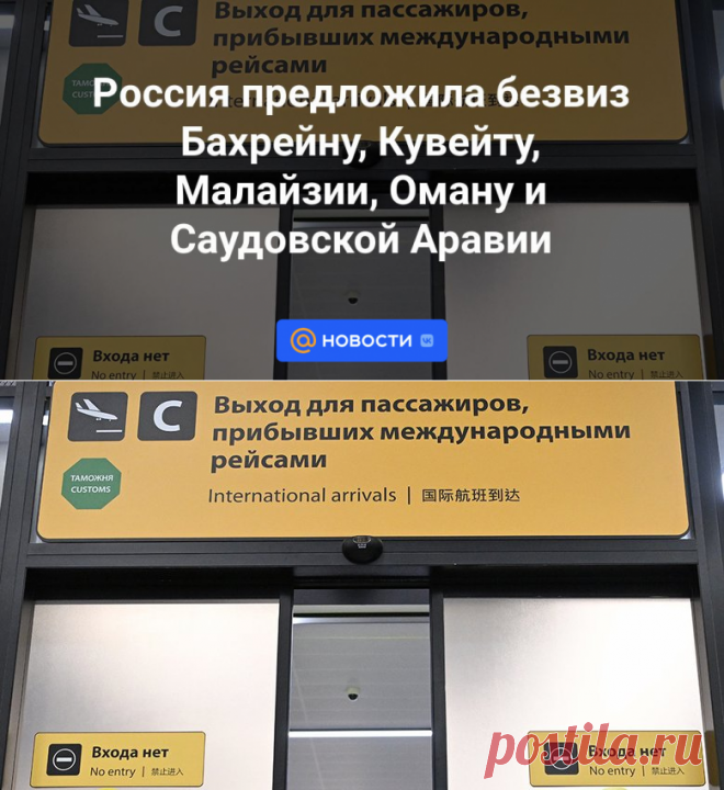 Россия предложила безвиз Бахрейну, Кувейту, Малайзии, Оману и Саудовской Аравии | 11 сентября 2023 - Новости Mail.ru