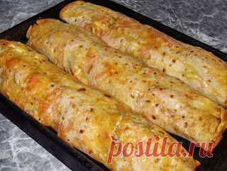 Самые вкусные рецепты: "Фаршированный" лаваш, запечённый в духовке.