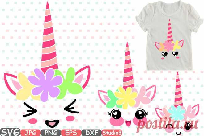 Flower Unicorn Smile Monogram Silhouette SVG Cutting Files Digital Clip Art Graphic Studio3 cricut cuttable Die Cut Machines birthday face smile kawaii animals -67sv By HamHamArt | TheHungryJPEG.com