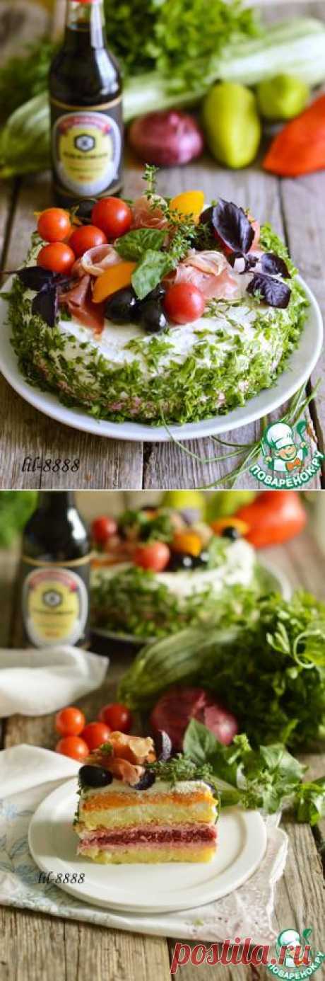 Закусочный овощной торт с сырным кремом