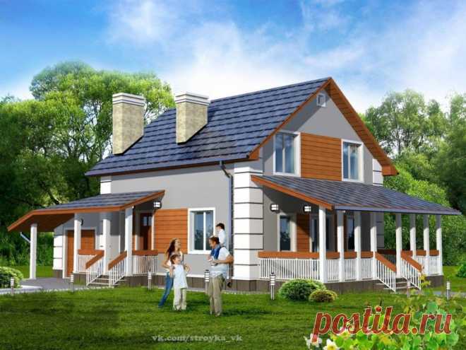 Мансардный дом с гаражом, кабинетом и террасой