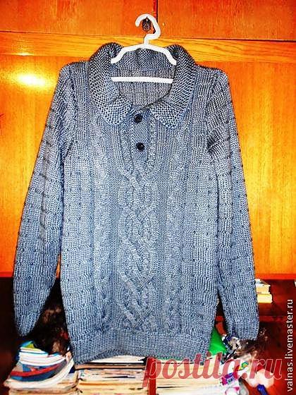 Джемпер "Мокрый асфальт" / Автор. раб. - тёмно-серый,однотонный,джемпер