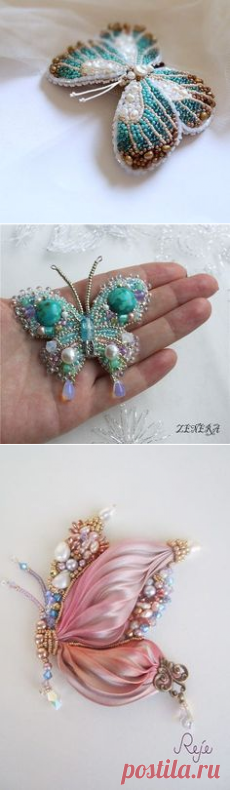 (2) Pearl beaded butterfly | Beaded - Brooches