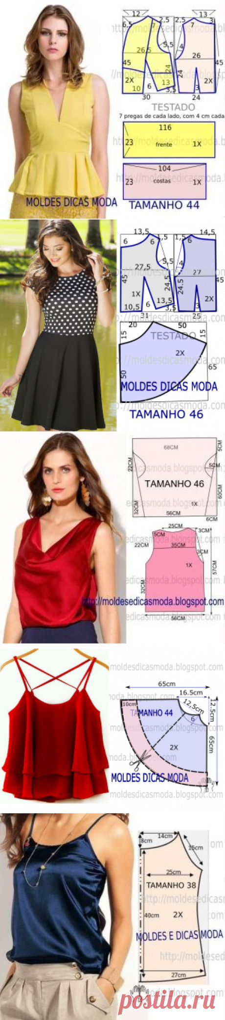 Moldes de roupa com molde com medidas e passo a passo