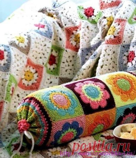 Всегда актуальный Бабушкин квадрат в предметах интерьера и узорах