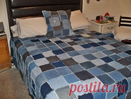 НАША СТРАНА МАСТЕРОВ: Джинсовое покрывало в стиле пэчворк. Потрясающая вещь ручной работы!