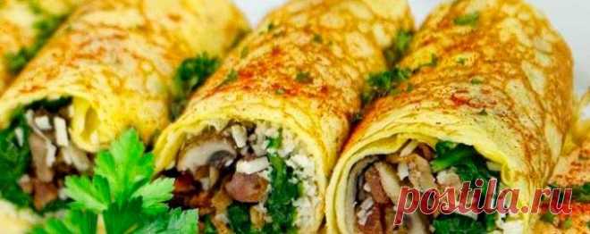 Постные блинчики с шампиньонами | Кулинарный портал