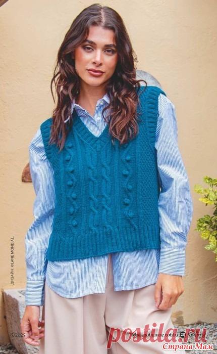 Жилет с арановыми узорами. Спицы. Вязание Моё любимое хобби №5 2025