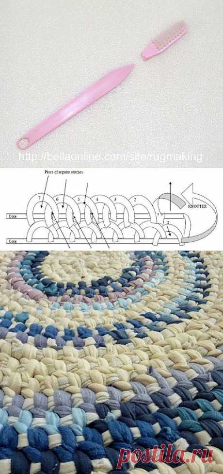 Toothbrush rugs - вязание &quot;иглой&quot; коврика.