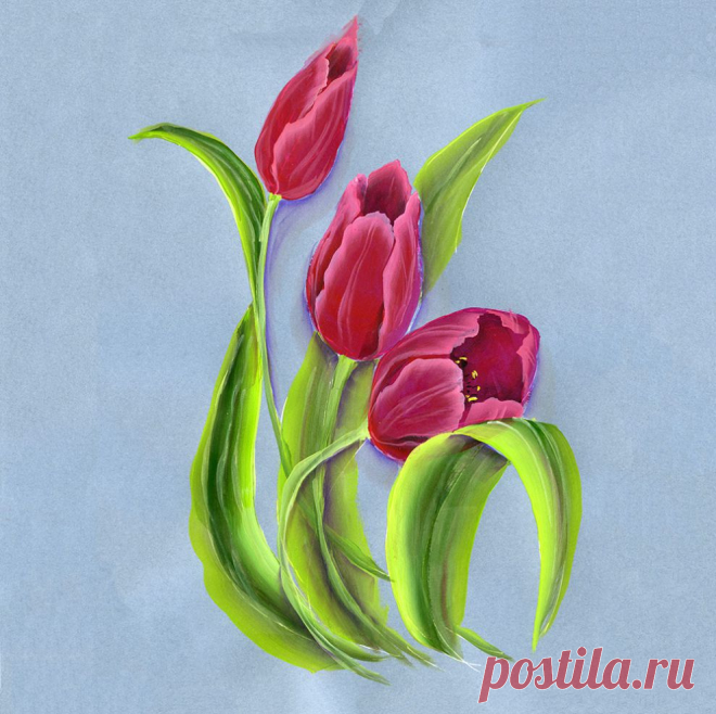 Рисунки плоской кистью от Юлии Белей