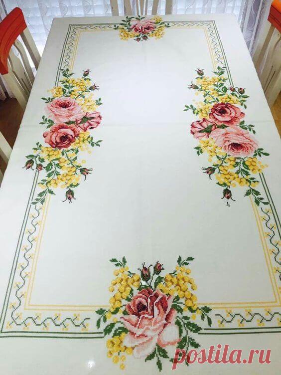 Схемы вышивки скатерти крестом ~ Свое рукоделие