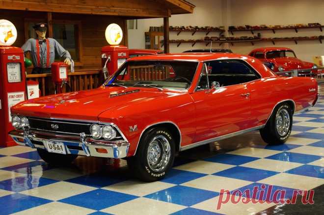 1966 Chevrolet Chevelle SS-Red-A&E классические автомобили