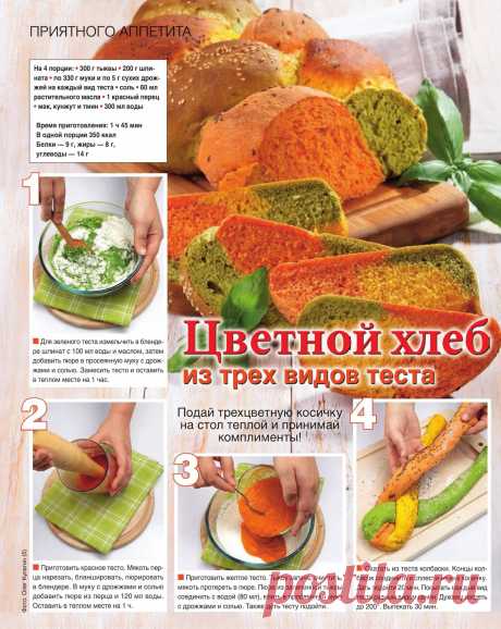 Цветной хлеб из трех видов теста