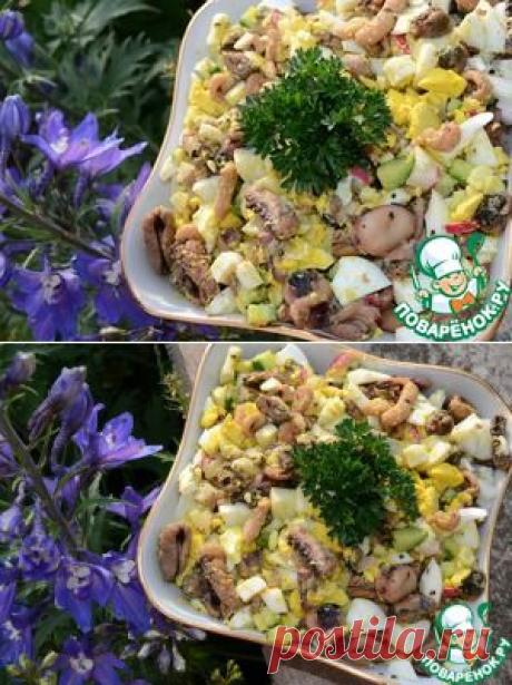 Салат с морепродуктами под лимонно-горчичной заправкой - кулинарный рецепт