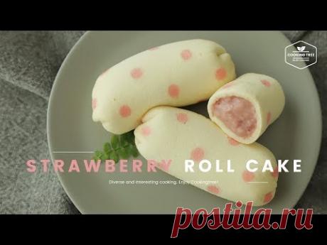 🍌도쿄 바나나 딸기 버전! 딸기빵 만들기🍓 딸기 롤케이크 : Tokyo Banana Strawberry Roll Cake - Cooking tree 쿠킹트리*Cooking ASMR