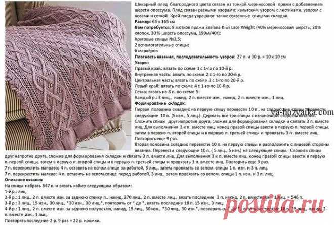 Плед спицами кельтскими узорами описание. Шикарный плед с описанием