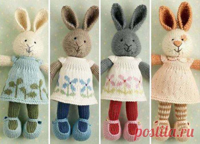 Игрушка Зайка Симпатяга спицами - KNITTLY.ART