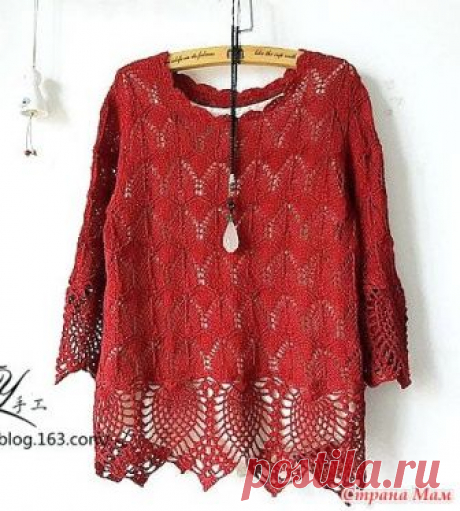 Нарядная туника из льняной пряжи. Спицы+крючок. https://www.bianzhirensheng.com/